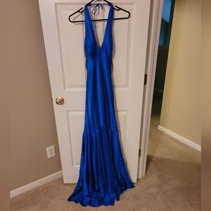 Prom, Wedding Guest, Formal Royal Blue dress. Size 2, halter v-neck, low back.
